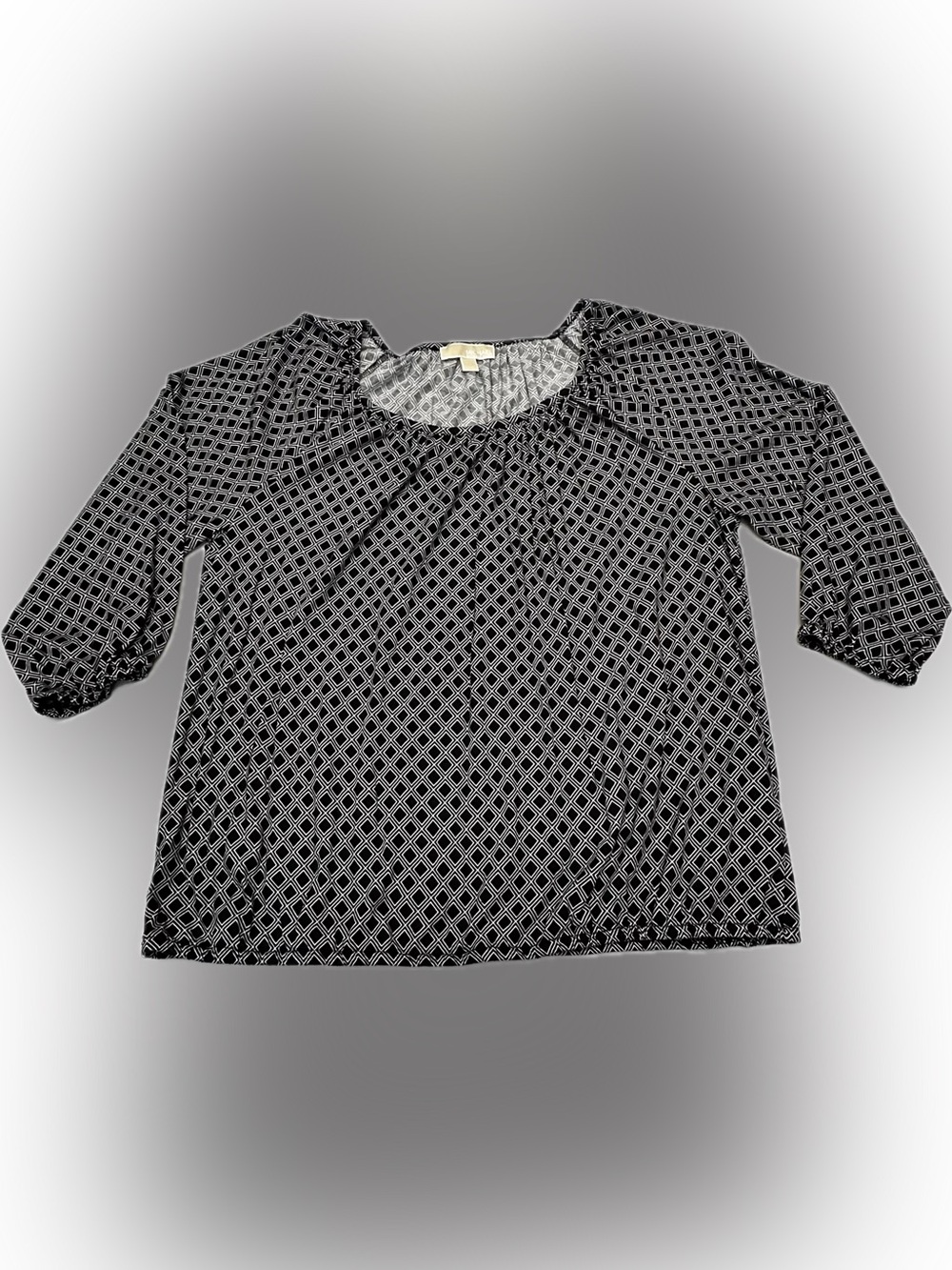 MICHAEL Michael Kors Black and White Geometric Peasant Blouse